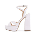 2025 NEW Summer Nightclub Women Square Toe Sandals Platform 13CM High Heels Cross Band Gladiator Chunky Heel Shoes Plus Size 41